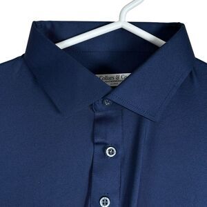 Collars & Co Polo Shirt Mens XL Navy Dress Collar Business Casual Relaxed NEW